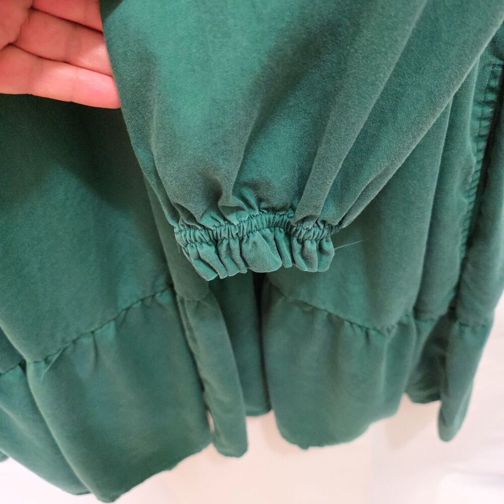 Terra & Sky Dress Womens Plus Sz 1X  Kelly Green Tiered Boho Cottagecore Prairie - Picture 7 of 12